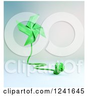 Clipart Of A 3d Green Pinwheel With An Electric Plug 3 Royalty Free Illustration by Mopic