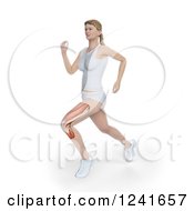 Clipart Of A 3d Female Runner With Visible Knee And Leg Muscles Royalty Free Illustration