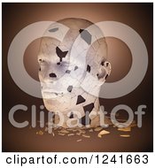 Poster, Art Print Of 3d Shattering Human Head On Brown