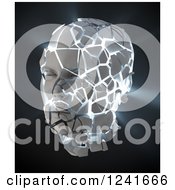 Poster, Art Print Of 3d Light Shining Through A Shattering Human Head On Black