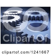 Clipart Of A Background Of 3d Gears In Blue Tones Royalty Free Illustration by Mopic