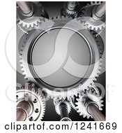 Clipart Of A 3d Mechanism Of Steel Gears Over White Royalty Free Illustration