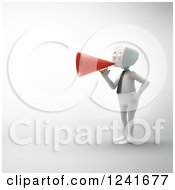 Poster, Art Print Of 3d Block Head Businessman Using A Red Megaphone