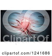 Clipart Of A Crosshair Over A 3d Cancer Cell Royalty Free Illustration