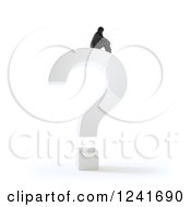 Poster, Art Print Of 3d Tiny Man Sittig Atop A Question Mark