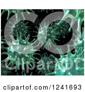Clipart Of 3d Green Viruses Attacking The Human Body Royalty Free Illustration