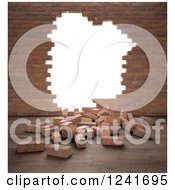Poster, Art Print Of 3d Brick Wall With A Hole
