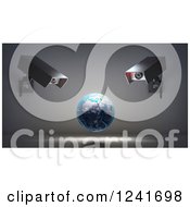 Poster, Art Print Of 3d Earth Globe Under Video Surveillance Cameras