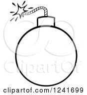 Clipart Of A Black And White Lit Bomb Royalty Free Vector Illustration