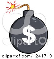 Clipart Of A Lit Dollar Symbol Bomb Royalty Free Vector Illustration