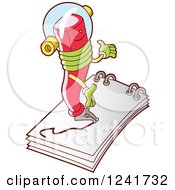 Clipart Of A Pen Writing On A Notebook Royalty Free Vector Illustration