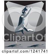 Clipart Of A Remale Dancer Leaping On Stage Royalty Free Vector Illustration by David Rey