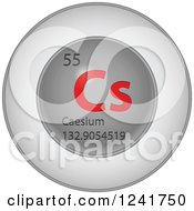 Poster, Art Print Of 3d Round Red And Silver Caesium Chemical Element Icon