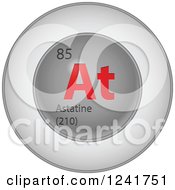 Poster, Art Print Of 3d Round Red And Silver Astatine Chemical Element Icon