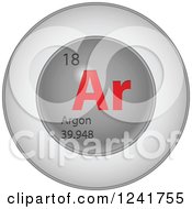 Poster, Art Print Of 3d Round Red And Silver Argon Chemical Element Icon