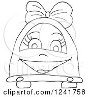 Clipart Of A Black And White Sketched Female Car Royalty Free Vector Illustration