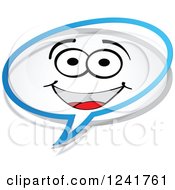 Clipart Of A Happy Chat Speech Balloon Royalty Free Vector Illustration