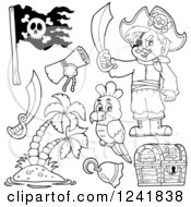 Poster, Art Print Of Black And White Male Pirate And Accessories