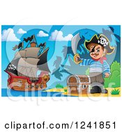 Poster, Art Print Of Pirate With His Treasure On Shore