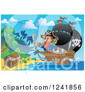 Poster, Art Print Of Pirate Captain Nearing A Treasure Chest On An Island