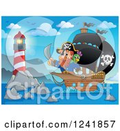 Poster, Art Print Of Pirate Captain Nearing A Lighthouse