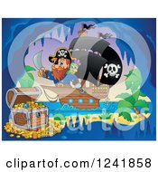 Poster, Art Print Of Pirate Captain Nearing A Treasure Cave