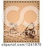 Poster, Art Print Of Vintage Background Of A Pirate Ship And Island