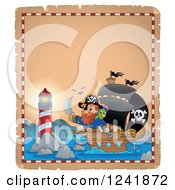 Poster, Art Print Of Lighthouse And Pirate Ship