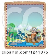 Poster, Art Print Of Pirate Captain Rowing A Boat To An Island