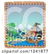 Poster, Art Print Of Pirate Rowing A Boat To An Island