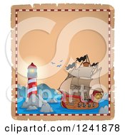 Poster, Art Print Of Background Of A Lighthouse And Pirate Shi