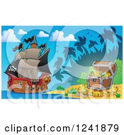 Poster, Art Print Of Treasure Island Beach And Pirate Ship