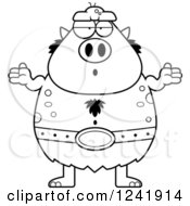 Poster, Art Print Of Black And White Careless Shrugging Chubby Troll