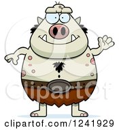 Clipart Of A Friendly Waving Chubby Troll Royalty Free Vector Illustration by Cory Thoman