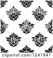 Poster, Art Print Of Seamless Black And White Damask Background Pattern 30