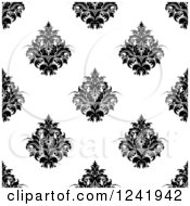 Poster, Art Print Of Seamless Black And White Damask Background Pattern 35