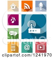 Poster, Art Print Of Colorful Square Media And Communication Icons