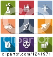 Clipart Of Colorful Square Energy And Industrial Icons Royalty Free Vector Illustration