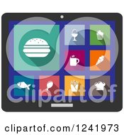 Poster, Art Print Of Colorful Food Icons On A Tablet Computer Screen