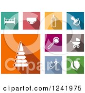 Poster, Art Print Of Colorful Square Baby Item Icons