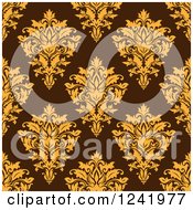 Poster, Art Print Of Seamless Yellow And Brown Damask Background Pattern