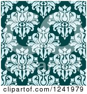 Poster, Art Print Of Seamless Blue And Teal Damask Background Pattern