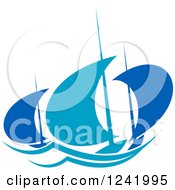 Poster, Art Print Of Regatta Sailboats In Blue 4