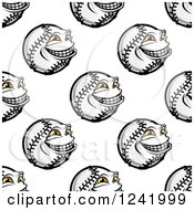 Poster, Art Print Of Seamless Grinning Baseball Background Pattern