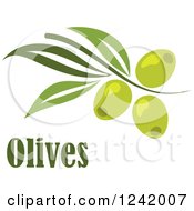 Poster, Art Print Of Green Branch With Olives And Text