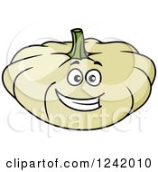 Clipart Of A Smiling White Pumpkin Royalty Free Vector Illustration