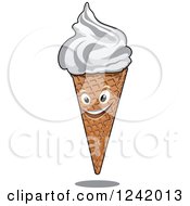 Clipart Of A Happy Vanilla Yogurt Ice Cream Cone Royalty Free Vector Illustration