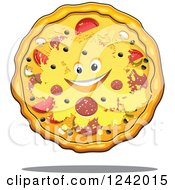Clipart Of A Happy Supreme Pizza Royalty Free Vector Illustration