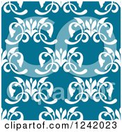 Poster, Art Print Of Seamless White And Blue Floral Background Pattern