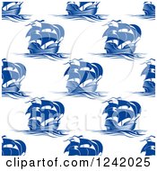 Clipart Of A Seamless Blue Ship Background Pattern Royalty Free Vector Illustration